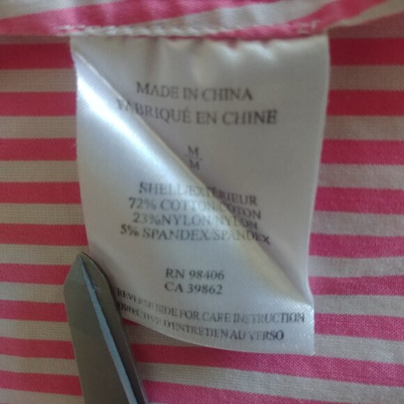 Theory Womens Medium pink white striped button down shirt blouse cotton - Picture 13 of 16